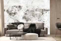 Fototapeta: Stara mapa świata w szarym odcieniu