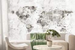 Fototapeta: Stara mapa świata w szarym odcieniu