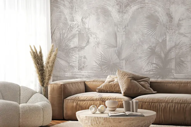 Fototapeta: Starożytne łuki z tropikalną roślinnością