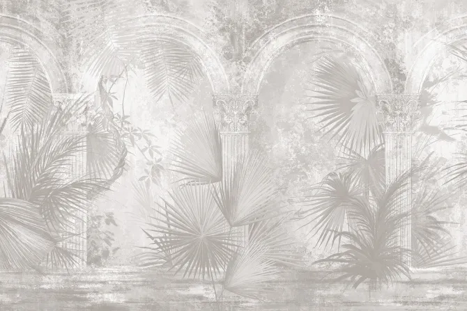 Fototapeta: Starożytne łuki z tropikalną roślinnością