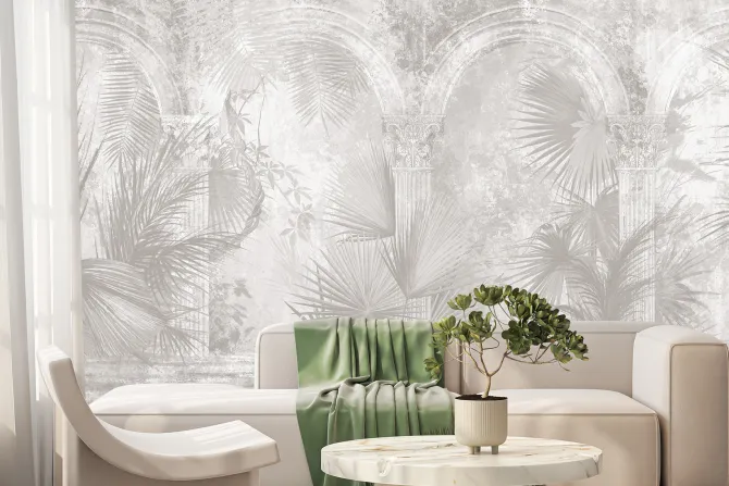 Fototapeta: Starożytne łuki z tropikalną roślinnością