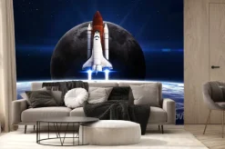 Fototapeta: Statek kosmiczny na tle planety ziemi