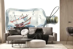 Fototapeta: Statek na morzu w szklanej butelce