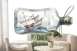 Fototapeta: Statek na morzu w szklanej butelce