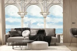 Fototapeta: Statki na morzu widziane z zabytkowego tarasy