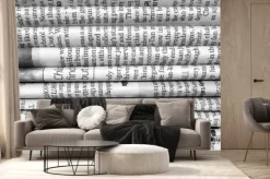 Fototapeta: Stos gazet w czerni i bieli