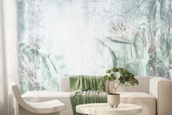 Fototapeta: Strelicja tropikalne rośliny na tle betonu styl loft