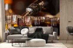 Fototapeta: Strzały z whisky i liqquor w koktajl barze