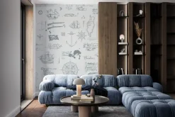 Fototapeta: Stylizowany wzór piracki z ikonami statków i kompasów