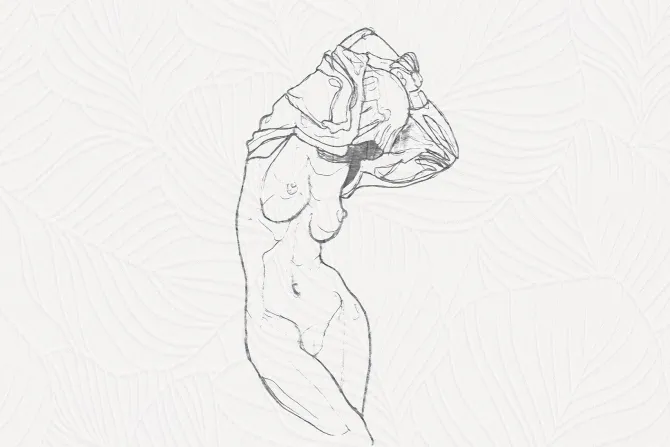 Fototapeta: Subtelna kobieta na tle liści