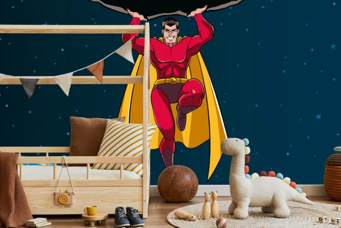 Fototapeta: Superbohater w kosmosie dziecięcy wzór