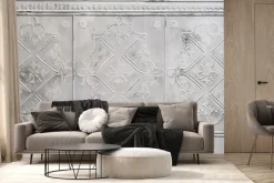 Fototapeta: Surowa szara ściana ze zdobieniami