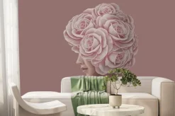 Fototapeta: Surreal painting of woman with flowers. portrait art. concept