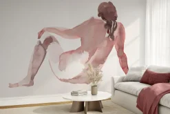 Fototapeta: Sylwetka kobiety malowana akwarelą