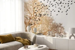 Fototapeta: Sylwetki ptaków i drzewa w minimalistycznym stylu