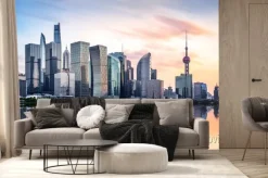 Fototapeta: Szanghaj panoramę o zachodzie słońca