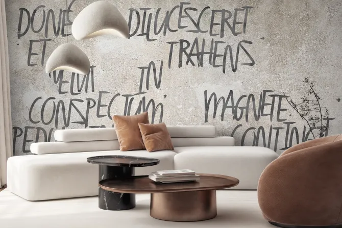 Fototapeta: Szare angielskie napisy na betonie