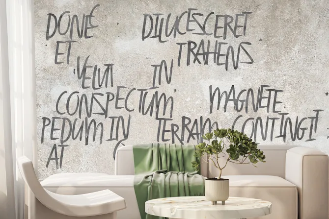 Fototapeta: Szare angielskie napisy na betonie