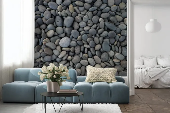 Fototapeta: Szare okrągłe i gładkie kamienie