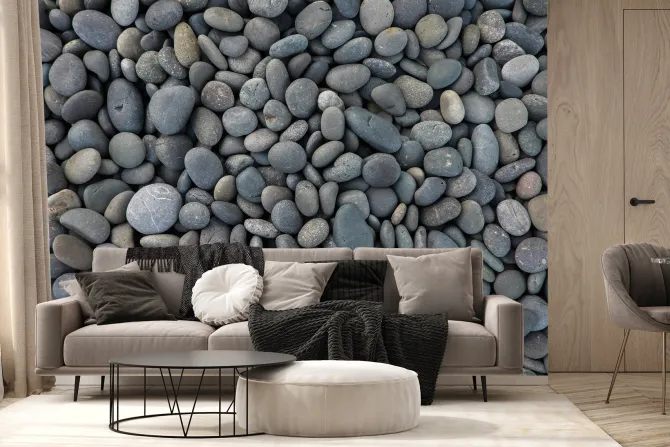 Fototapeta: Szare okrągłe i gładkie kamienie