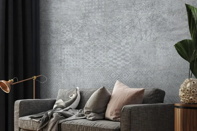 Fototapeta: Szare płytki w różnorodne kształty