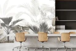 Fototapeta: Szaro-beżowe tropiki liście 3d