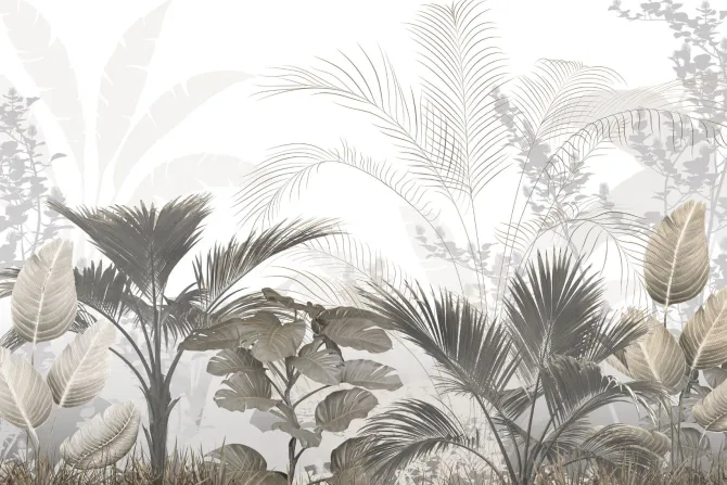 Fototapeta: Szaro-beżowe tropiki liście 3d