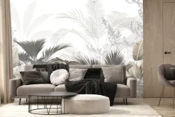 Fototapeta: Szaro-beżowe tropiki liście 3d