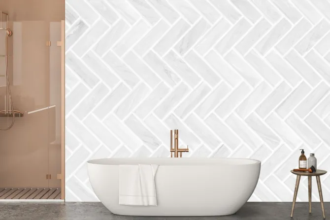 Fototapeta: Szaro-biała mozaika z marmuru