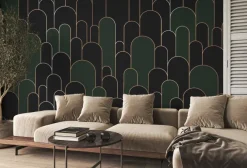 Fototapeta: Szaro-zielone łuki ze złotym zdobieniem