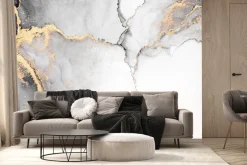 Fototapeta: Szary marmur ze złotawymi akcentami