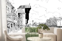 Fototapeta: Szkic drewnianego żurawia w gdańsku