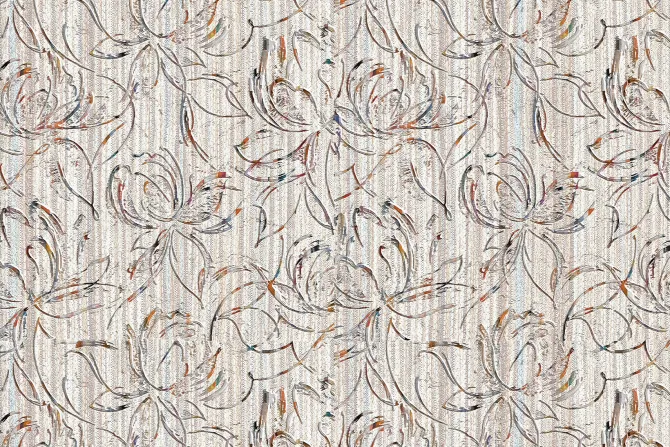 Fototapeta: Szkic kwiatów na tle delikatnych pasków