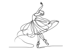 Fototapeta: Szkic linii tańczącej baletnicy