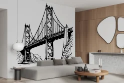 Fototapeta: Szkic mostu wśród gór i rzek