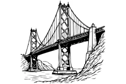 Fototapeta: Szkic mostu wśród gór i rzek