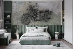 Fototapeta: Szkic motocyklu na betonowym tle