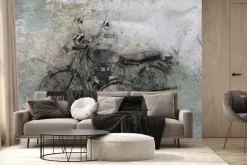 Fototapeta: Szkic motocyklu na betonowym tle