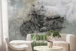 Fototapeta: Szkic motocyklu na betonowym tle