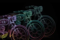 Fototapeta: Szkic neonowy motocykl w stylu retro