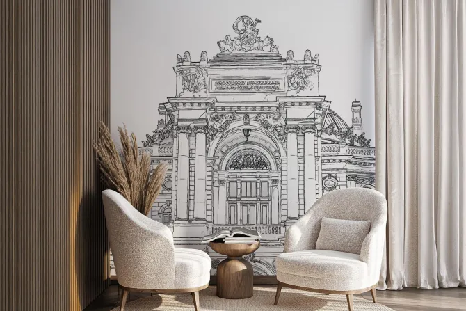 Fototapeta: Szkic ołówkiem teatru opery i baletu w odessie