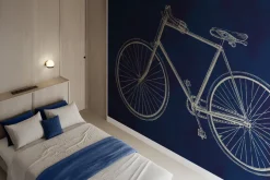 Fototapeta: Szkic retro roweru na niebieskim tle