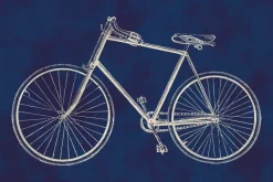 Fototapeta: Szkic retro roweru na niebieskim tle