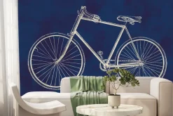 Fototapeta: Szkic retro roweru na niebieskim tle