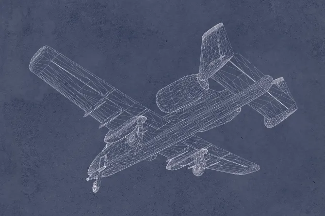Fototapeta: Szkic samolotu na granatowym tle z teksturą betonu