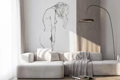 Fototapeta: Szkic stojącej kobiety na białym tle