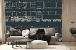 Fototapeta: Szkice części lokomotywy parowej