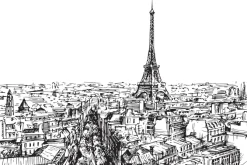 Fototapeta: Szkicowa grafika symbolu paryża w minimalistycznym stylu