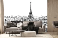 Fototapeta: Szkicowa grafika symbolu paryża w minimalistycznym stylu