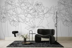 Fototapeta: Szkicowane dzikie kwiaty na białym tle